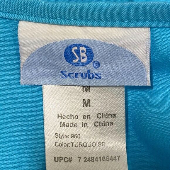 SB Scrubs 960 Mock Wrap Turquoise Scrub Top Shirt Size Medium M - Picture 6 of 7